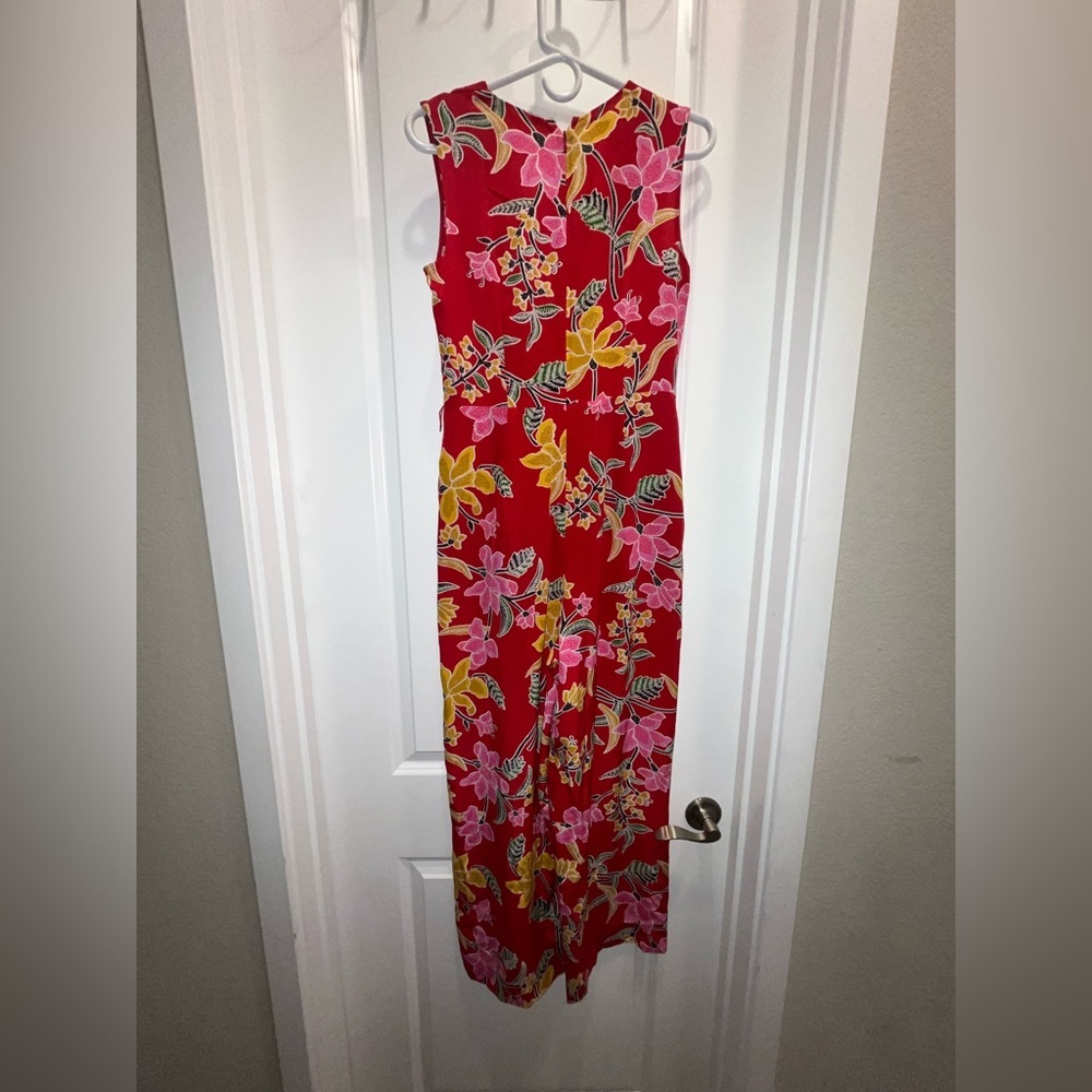 Diane Von Furstenberg Silk Crossover Jumpsuit Celebration Floral Red - Picture 2 of 5